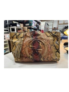 Authentic Gucci Python Leather Tote in Yellow Brown